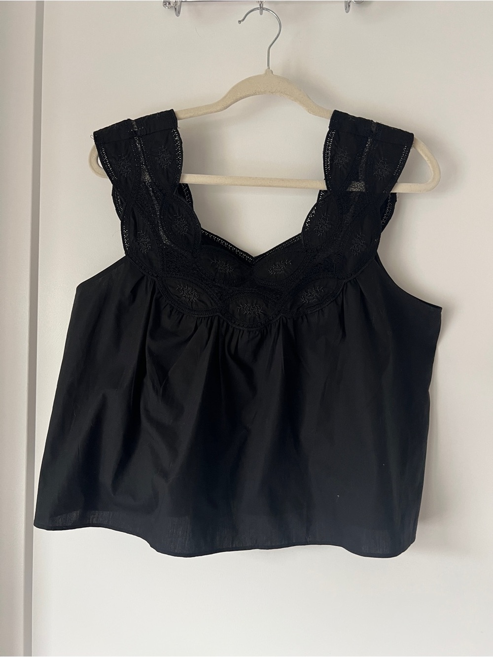 J. Crew Swingy Lace Top - NWT! - Black Lace-Trim Sleeveless Camisole Top